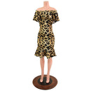 Off Shoulder Ruffled Wiggle Dress in Leopard Print - Coquetry Clothing