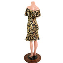 Off Shoulder Ruffled Wiggle Dress in Leopard Print - Coquetry Clothing