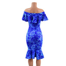 Off Shoulder Ruffled Wiggle Dress in TidePool - Coquetry Clothing