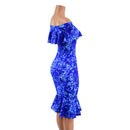 Off Shoulder Ruffled Wiggle Dress in TidePool - Coquetry Clothing