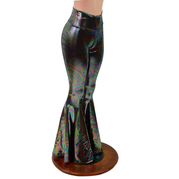 Oil Slick High Waist Bell Bottom Flares - Coquetry Clothing