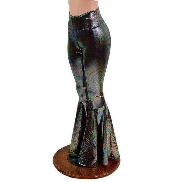Oil Slick High Waist Bell Bottom Flares - Coquetry Clothing