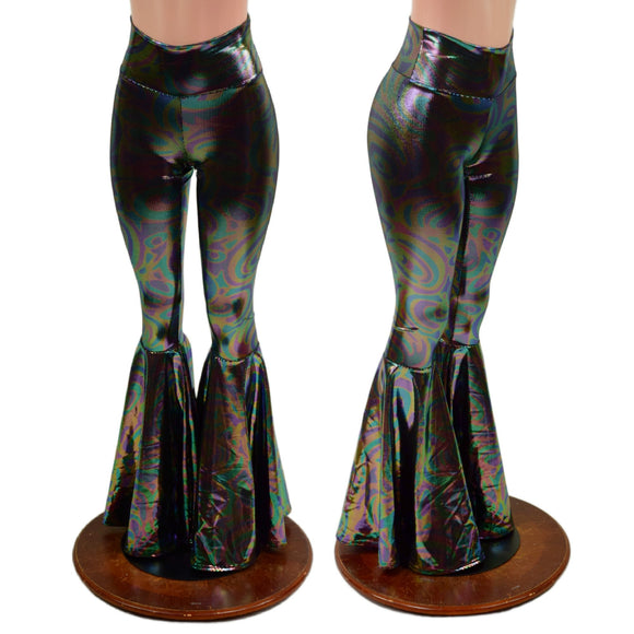 Oil Slick High Waist Bell Bottom Flares - Coquetry Clothing