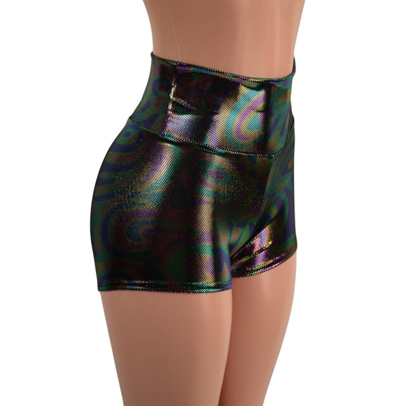 Oil Slick High Waist Shorts - Coquetry Clothing