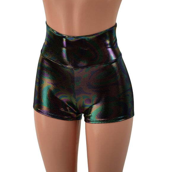 Oil Slick High Waist Shorts - Coquetry Clothing