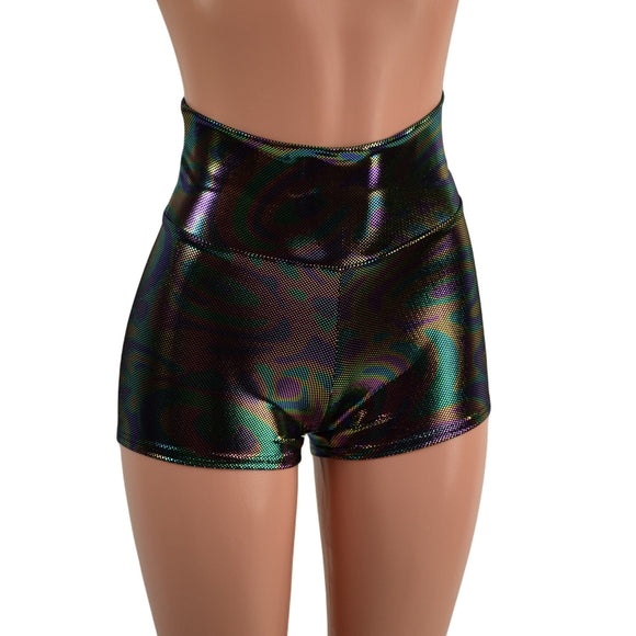 Oil Slick High Waist Shorts - Coquetry Clothing