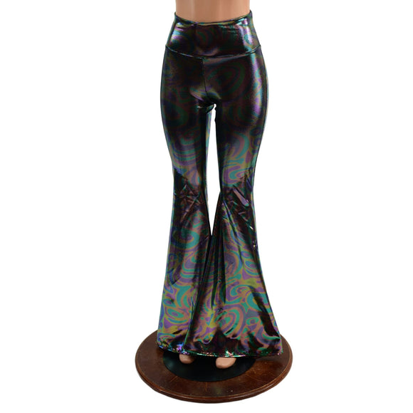 Oil Slick High Waist Solar Flares - Coquetry Clothing