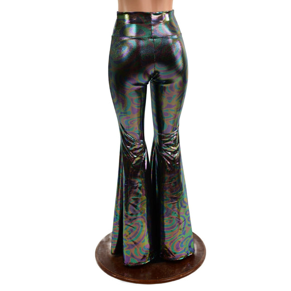Oil Slick High Waist Solar Flares - Coquetry Clothing