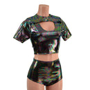 Oil Slick Nirvana Top and High Waist Siren Shorts Set - Coquetry Clothing