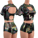 Oil Slick Nirvana Top and High Waist Siren Shorts Set - Coquetry Clothing