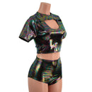 Oil Slick Nirvana Top and High Waist Siren Shorts Set - Coquetry Clothing