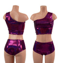 One Shoulder Crop Top and Midrise Siren Shorts Set - Coquetry Clothing