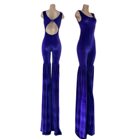 Purple Velvet Twist Back Stilting Costume