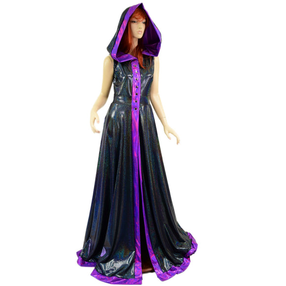 Open Front, Sleeveless Breakaway Gown with Reaper Hood - Coquetry Clothing