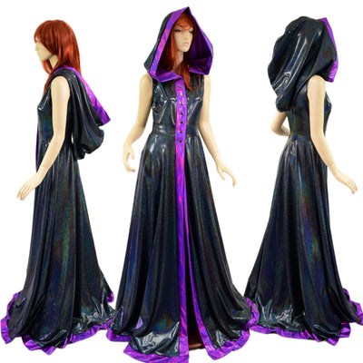 Open Front, Sleeveless Breakaway Gown with Reaper Hood - Coquetry Clothing