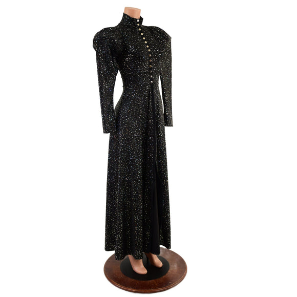 Open Fronted Full Length Gown with Victoria Sleeves and Breakaway Snaps - Coquetry Clothing