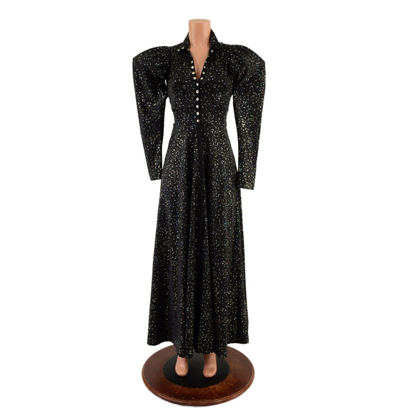 Open Fronted Full Length Gown with Victoria Sleeves and Breakaway Snaps - Coquetry Clothing