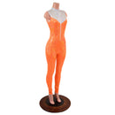 Orange Kaleidoscope Catsuit with White Kaleidoscope Yoke - Coquetry Clothing
