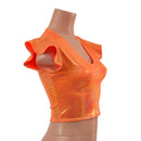 Orange Sparkly Jewel Flip Sleeve Crop Top with Scoop Neck - Coquetry Clothing