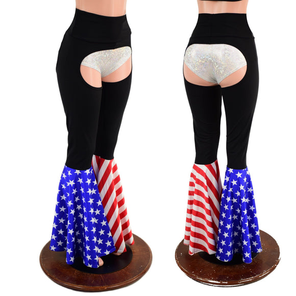 Patriotic Bell Bottom Flare Chaps (Shorts sold separately) - Coquetry Clothing