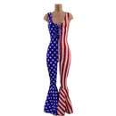 Patriotic Catsuit with Bell Bottoms and Laceup Neckline - Coquetry Clothing