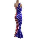 Patriotic Catsuit with Bell Bottoms and Laceup Neckline - Coquetry Clothing