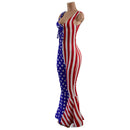 Patriotic Catsuit with Bell Bottoms and Laceup Neckline - Coquetry Clothing