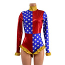 Patriotic Quad Color Blocked Romper with Ruffles - Coquetry Clothing