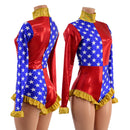 Patriotic Quad Color Blocked Romper with Ruffles - Coquetry Clothing