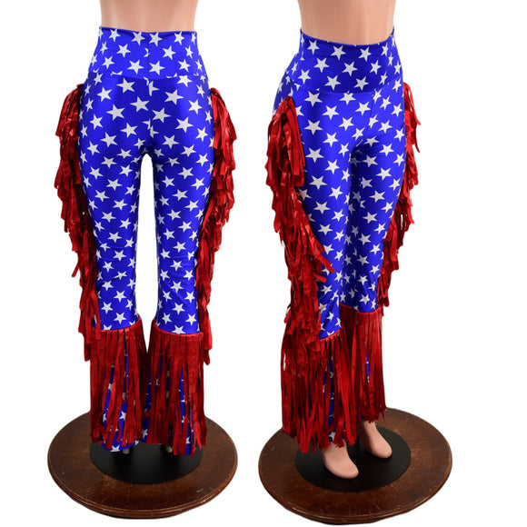 Patriotic Rodeo Shirt and Fringed Bootcut Macho Pants SET - Coquetry Clothing