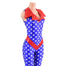Patriotic Solar Flare V Front Catsuit with Showtime Collar - Coquetry Clothing