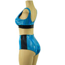 Peacock Blue Holographic and Black Mystique Siren & Starlette Set - Coquetry Clothing