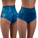 Peacock Holographic High Waist Siren Shorts - Coquetry Clothing