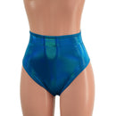 Peacock Holographic High Waist Siren Shorts with Brazilian Cut Leg - Coquetry Clothing