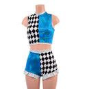 2PC Crop Top and High Waist Siren Shorts with Ruffled Legs-4