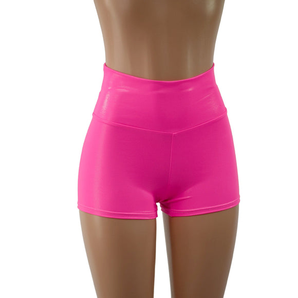 Pink Highlighter High Waist Shorts READY to SHIP - Coquetry Clothing