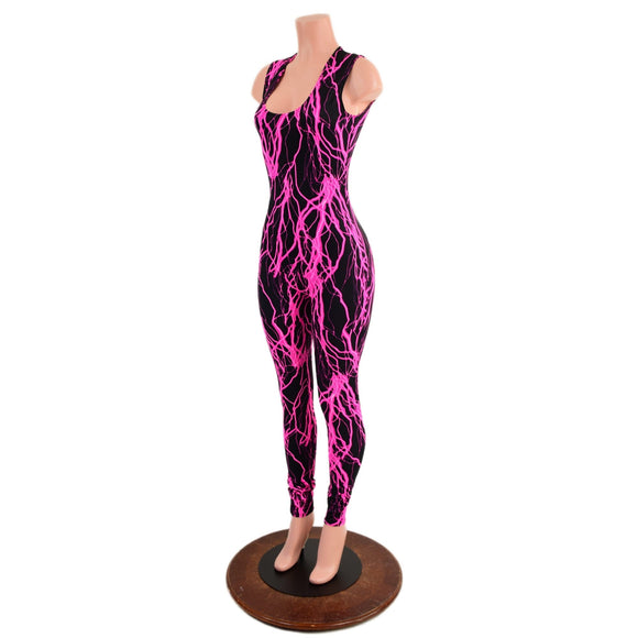 Pink Lightning Sleeveless Catsuit - Coquetry Clothing