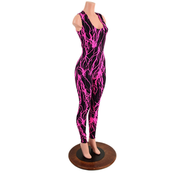 Pink Lightning Sleeveless Catsuit - Coquetry Clothing