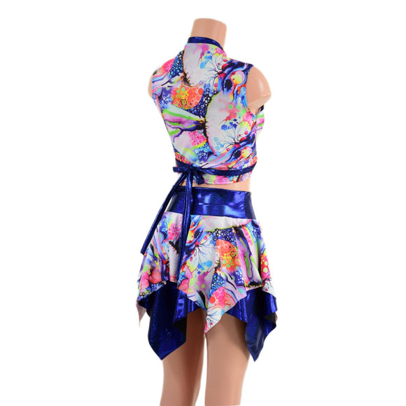 Pixie Skirt and Wrap and Tie Top with Contrast Trim Set - Coquetry Clothing