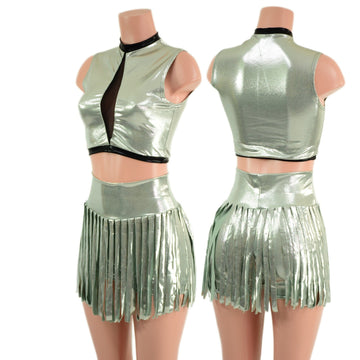Platinum 2PC Keyhole Top and Gladiator Shorts Set - Coquetry Clothing