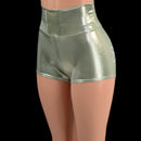 Platinum High Waist Shorts with Baby Blue Flowers - Coquetry Clothing