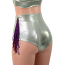 Platinum High Waist Siren Shorts with Fringe and Happy Daisy Vinyl - Coquetry Clothing