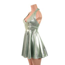 Platinum Metallic Halter Skater Dress - Coquetry Clothing