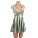 Platinum Metallic Halter Skater Dress - Coquetry Clothing