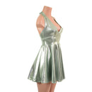 Platinum Metallic Halter Skater Dress - Coquetry Clothing