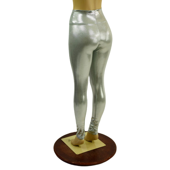 Platinum Metallic High Waist Leggings - Coquetry Clothing