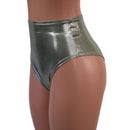 Platinum Metallic High Waist Siren Shorts with Brazilian Cut Leg - Coquetry Clothing
