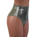Platinum Metallic High Waist Siren Shorts with Brazilian Cut Leg - Coquetry Clothing