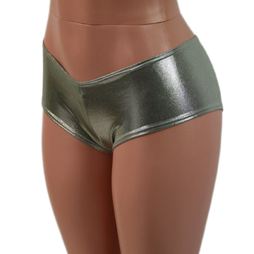 Platinum Metallic Ultra Cheeky Booty Shorts - Coquetry Clothing