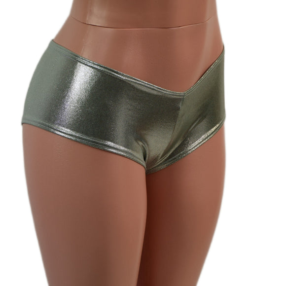 Platinum Metallic Ultra Cheeky Booty Shorts - Coquetry Clothing
